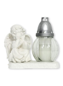 STATUA ANĐEO SJEDEĆI BIJELI LAMPION 620S